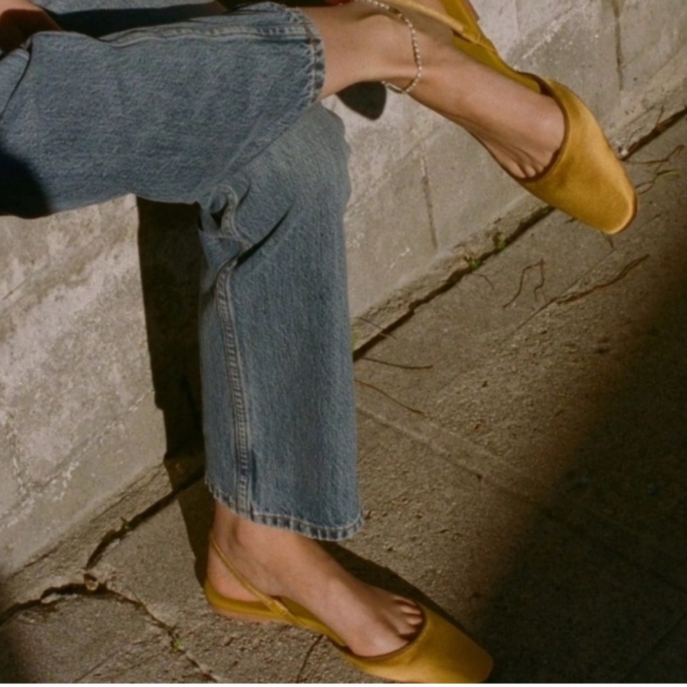 Doen Yellow Ballet Flats Suede-Like Loafers